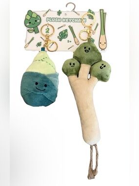 Plush Veggie Keychain Set - Cabbage & Broccoli - Kids Toys